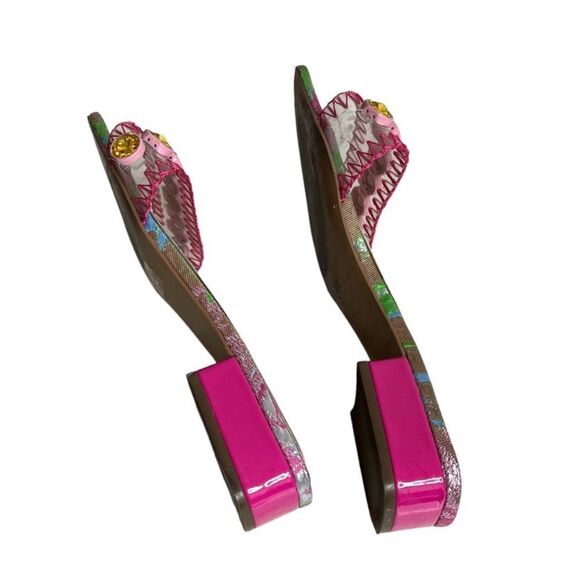 BETSEY JOHNSON Nelly Slide Sandal Large Rhinestones Size 8 Multi Pastel Colors - Picture 6 of 9